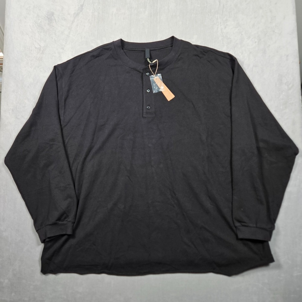 NEW SKIMS Jersey Lounge Relaxed Henley Mens 3XL Obsidian Black Causal Athleisure